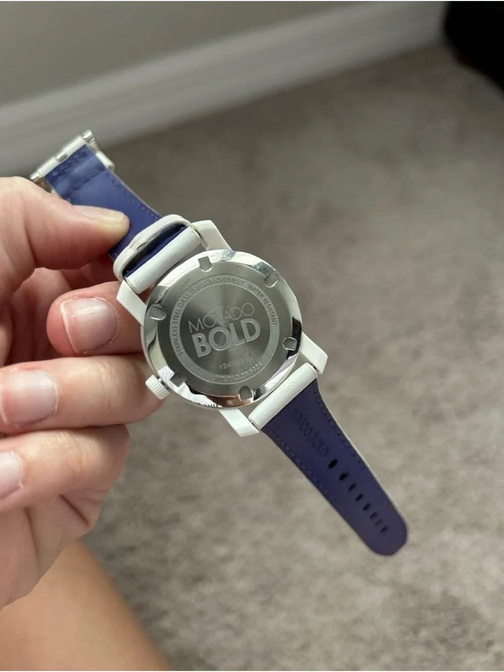 Movado Bold White Leather Strap Watch 🕰️